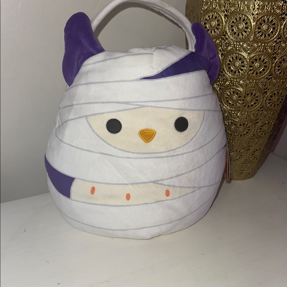 Squishmallows Original Holly Mummy Owl Halloween Treat Pail